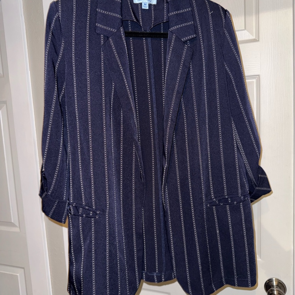 4/$20 Women's Navy Striped Blazer